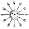 Quickway Imports Decorative 3D Cutlery Utensil Spoon and Fork Wall Clock for Kitchen, Playroom or Bedroom, Silver QI004149.SI - alternate 1